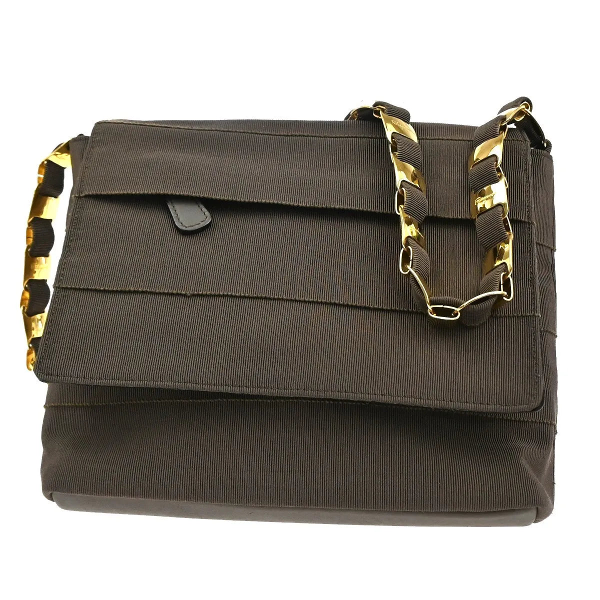Salvatore Ferragamo Vala Canvas, Brown, Canvas, Shoulder Bag