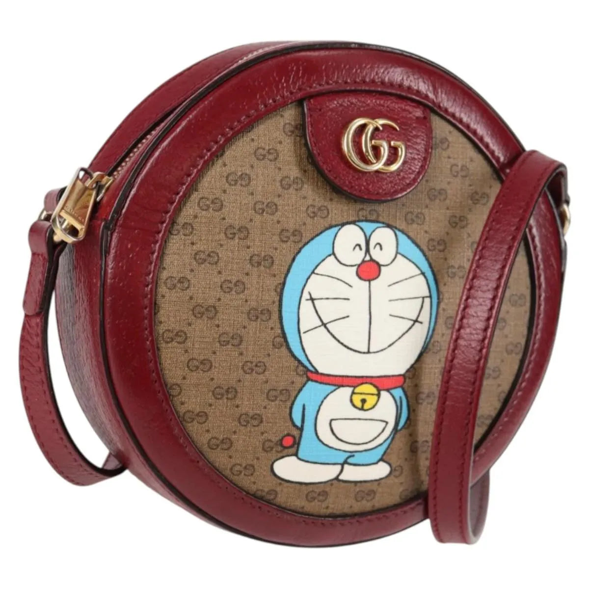 Gucci Doraemon Round Printed Mini GG Coated Canvas, Beige, Canvas, Shoulder Bag