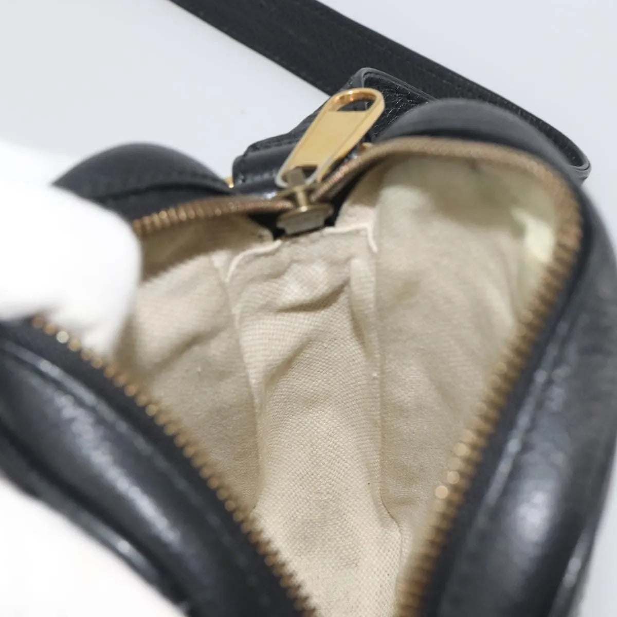 Gucci Logo Zip Messenger Printed Leather, Black, Leather, Clutch