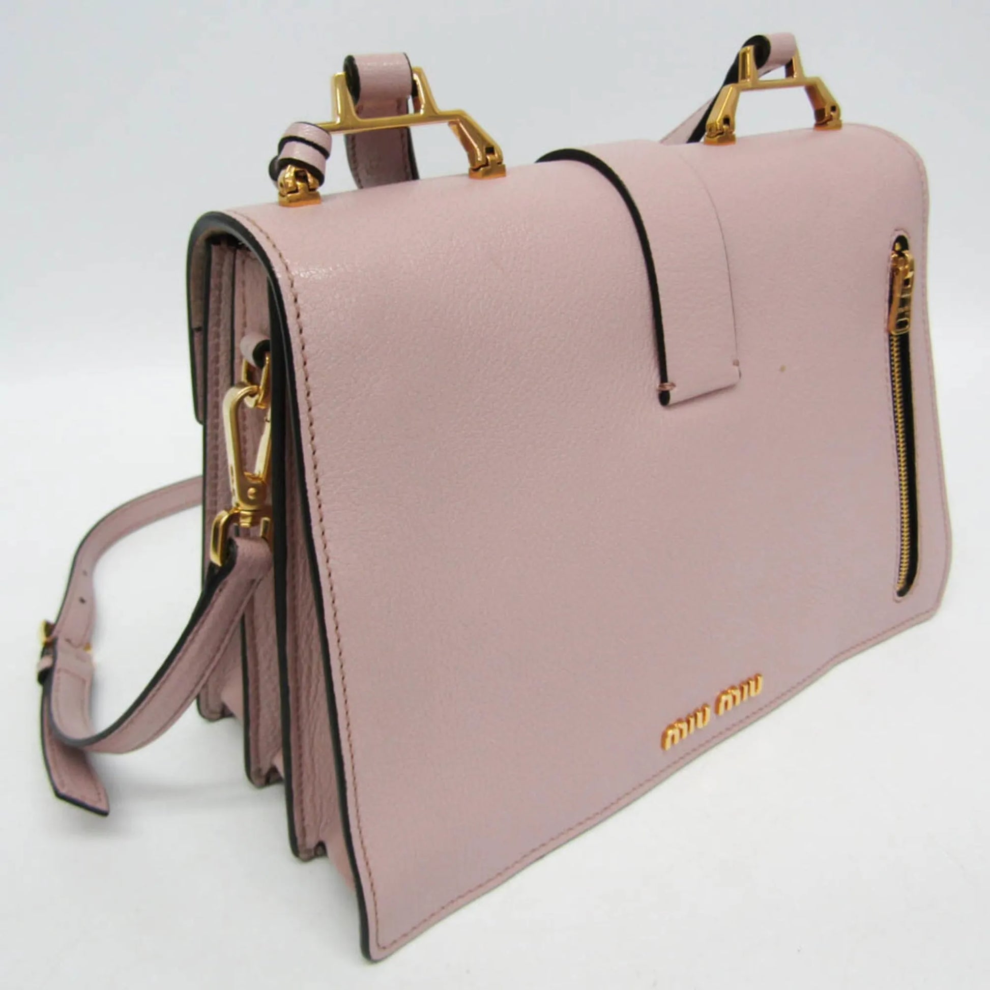 Miu Miu Madras Convertible Compartment Top Handle Leather, Pink, Leather, Handbag