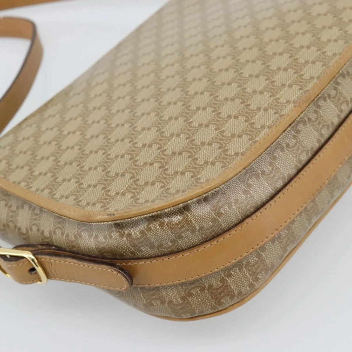 Celine Vintage Macadam Canvas, Beige, Canvas, Shoulder Bag