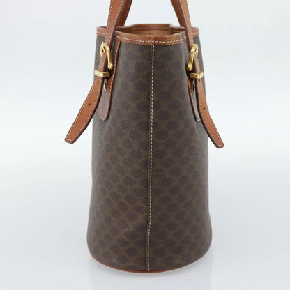 Celine Vintage Macadam Canvas and Leather, Brown, Canvas, Tote Bag