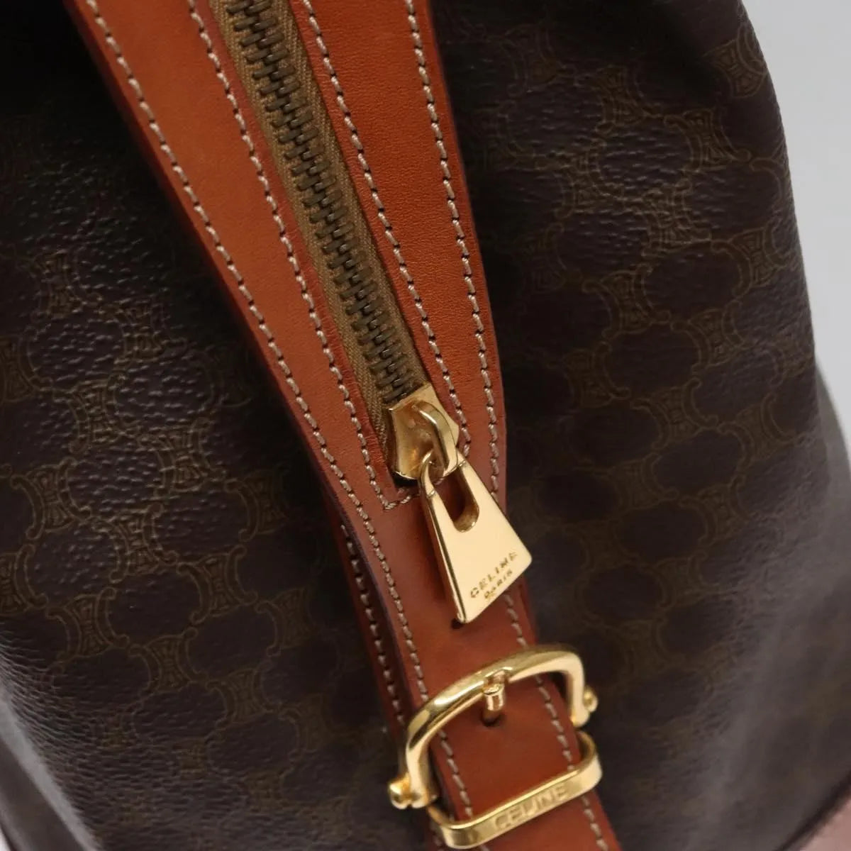 Celine Handbag Canvas, Brown, Canvas, Handbag