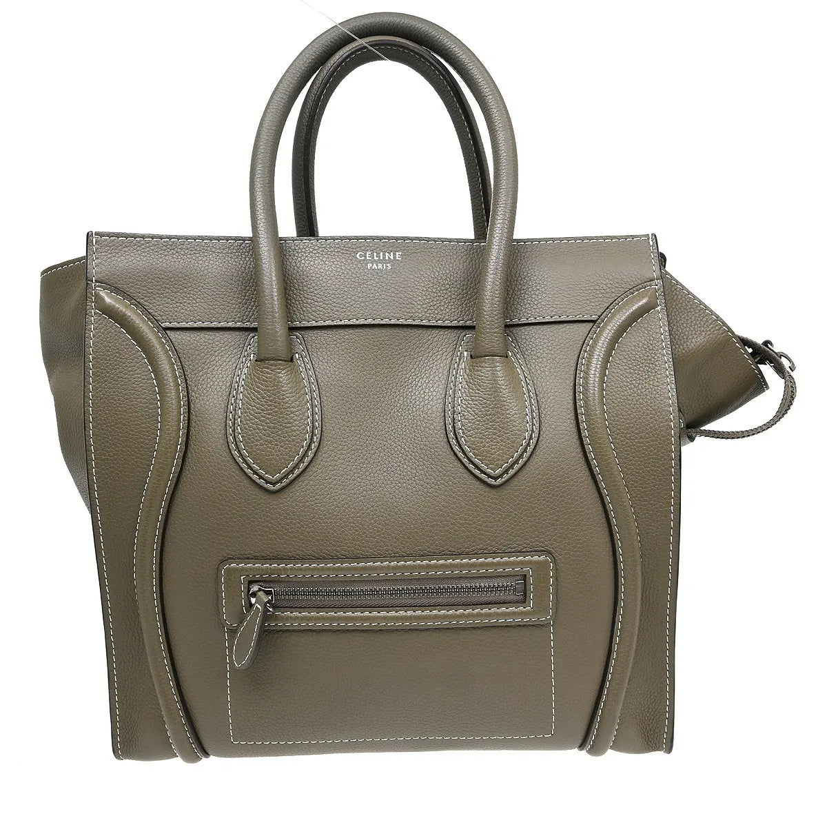 Celine Luggage Grainy Leather, Gray, Leather, Tote Bag