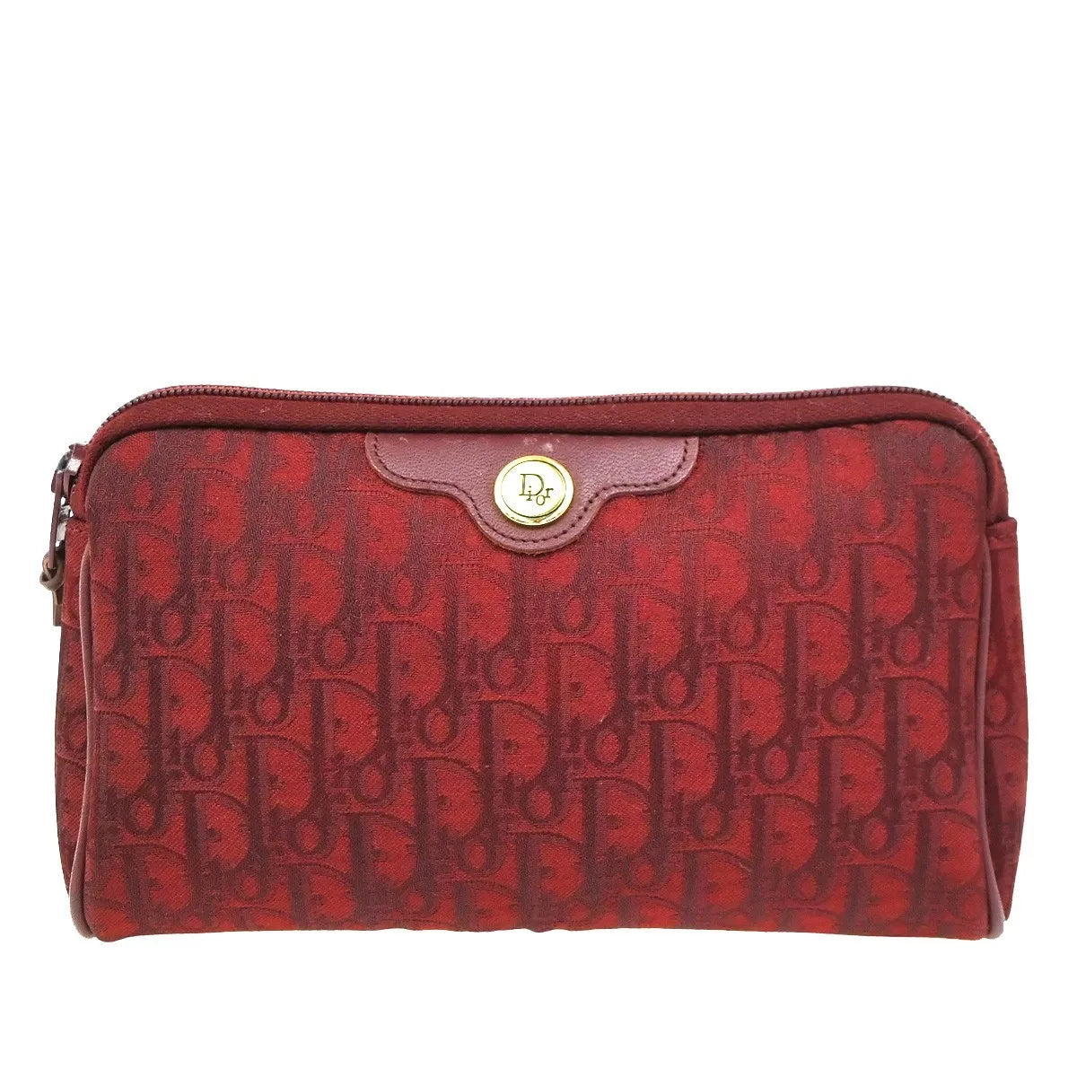 Christian Dior Vintage Trotter Canvas, Red, Canvas, Clutch