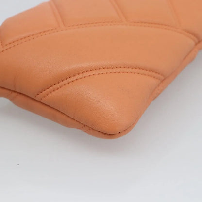 Bvlgari Serpenti Cabochon Phone Holder on Chain Diagonal Quilted Leather, Orange, Leather, Clutch