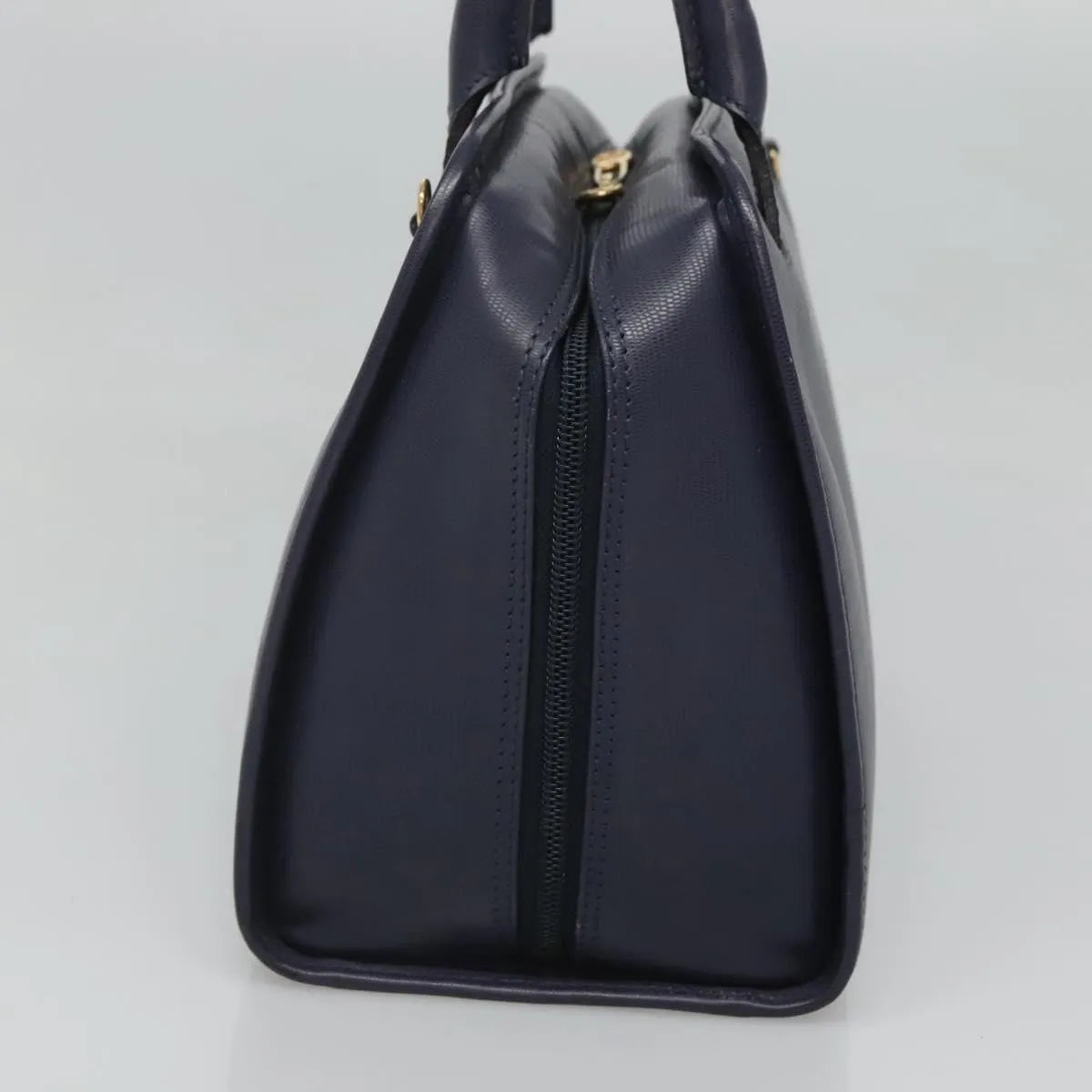 Celine Circle Logo Leather, Blue, Leather, Handbag