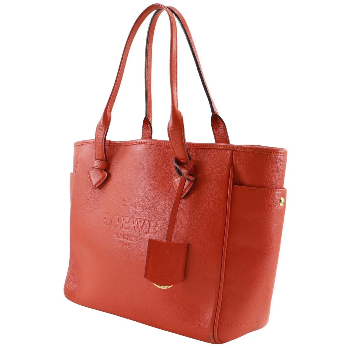 Loewe Heritage Tote Leather, Red, Leather, Tote Bag