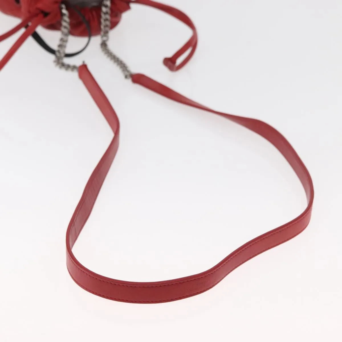 Saint Laurent Teddy Bucket Leather, Red, Leather, Shoulder Bag