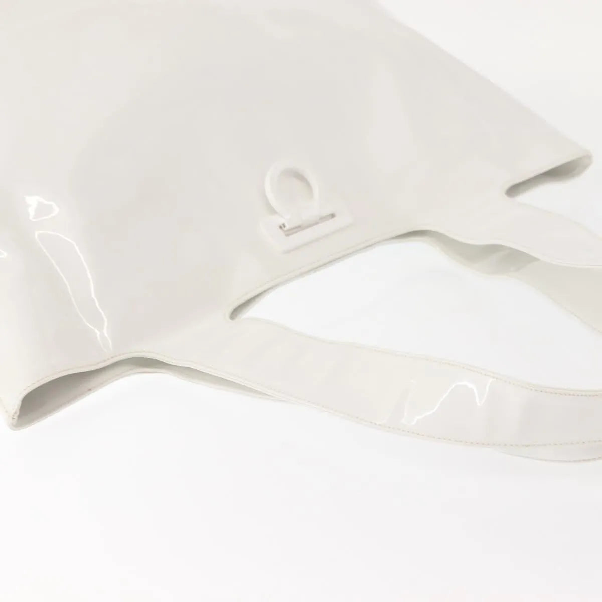 Salvatore Ferragamo Gancini Tote Patent leather, White, Patent Leather, Tote Bag