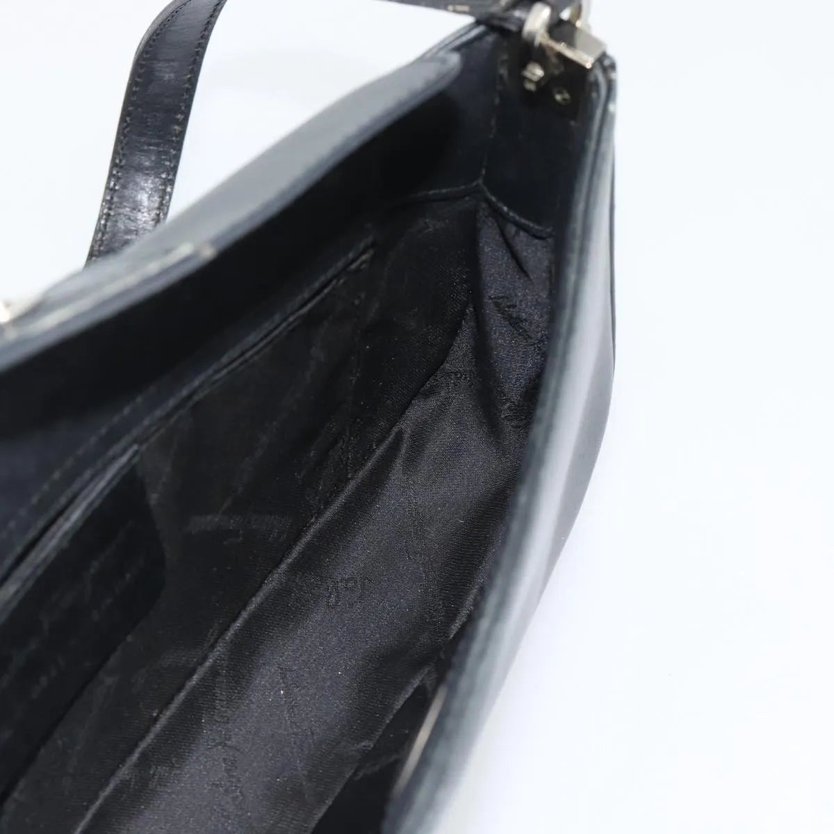 Salvatore Ferragamo Gancini Leather, Black, Leather, Shoulder Bag