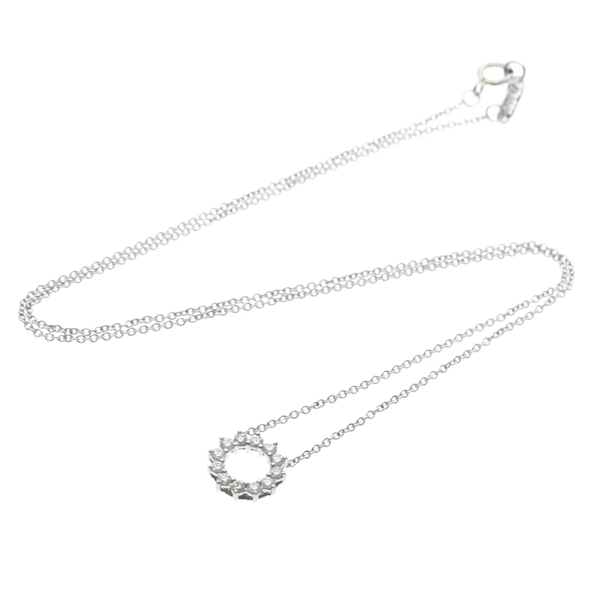 Tiffany & Co. Open Circle Pendant Platinum with Diamonds, Silver, Platinum, Necklace