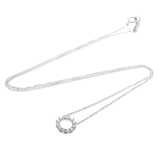 Tiffany & Co. Open Circle Pendant Platinum with Diamonds, Silver, Platinum, Necklace