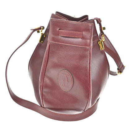Cartier Must de cartier Leather, Red, Leather, Shoulder Bag