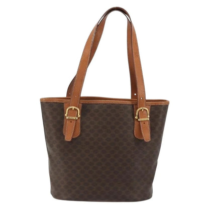 Celine Vintage Macadam Canvas and Leather, Brown, PVC, Handbag