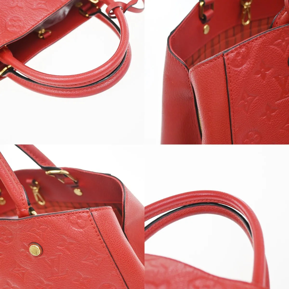 Louis Vuitton Montaigne Monogram Empreinte Leather, Red, Leather, Handbag