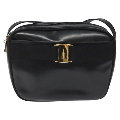 Salvatore Ferragamo Vara Bow camera Leather, Black, Leather, Shoulder Bag