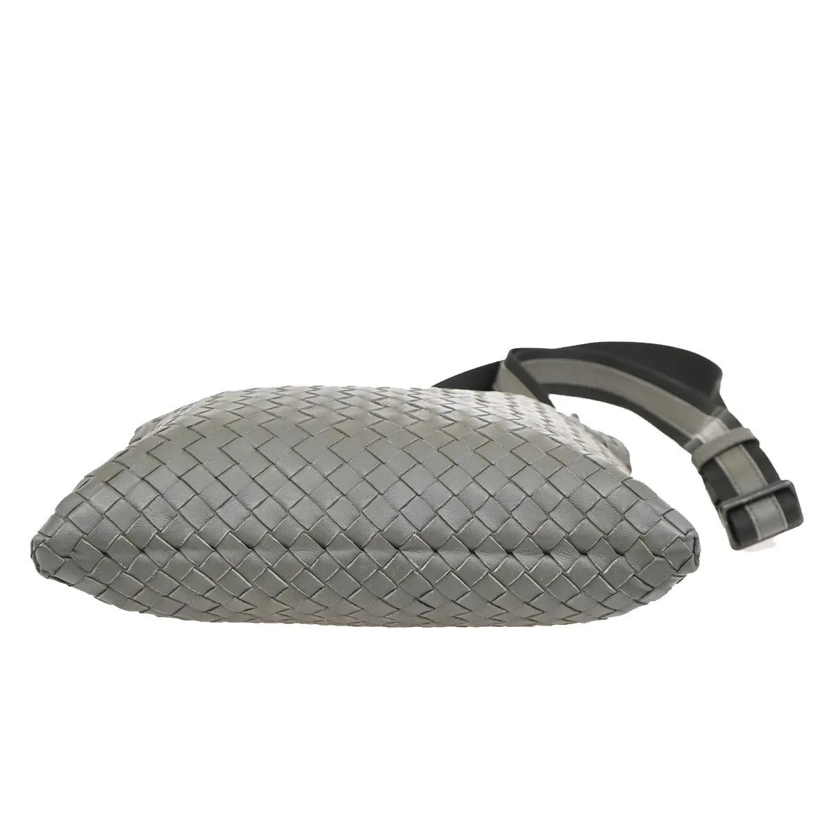 Bottega Veneta Flat Messenger Intrecciato Nappa, Gray, Leather, Shoulder Bag