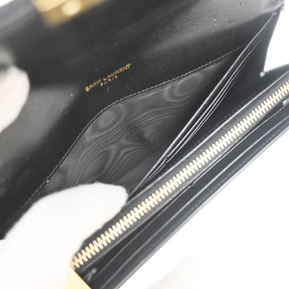 Saint Laurent Bellechasse Flap Leather, Black, Leather, Wallet