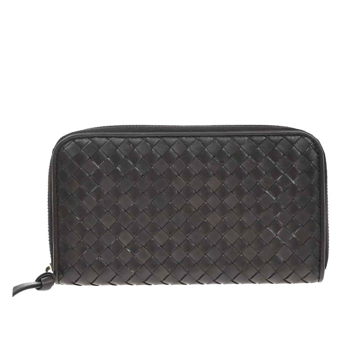 Bottega Veneta Intrecciato Long Zip Leather, Brown, Leather, Wallet