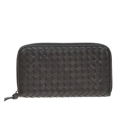 Bottega Veneta Intrecciato Long Zip Leather, Brown, Leather, Wallet