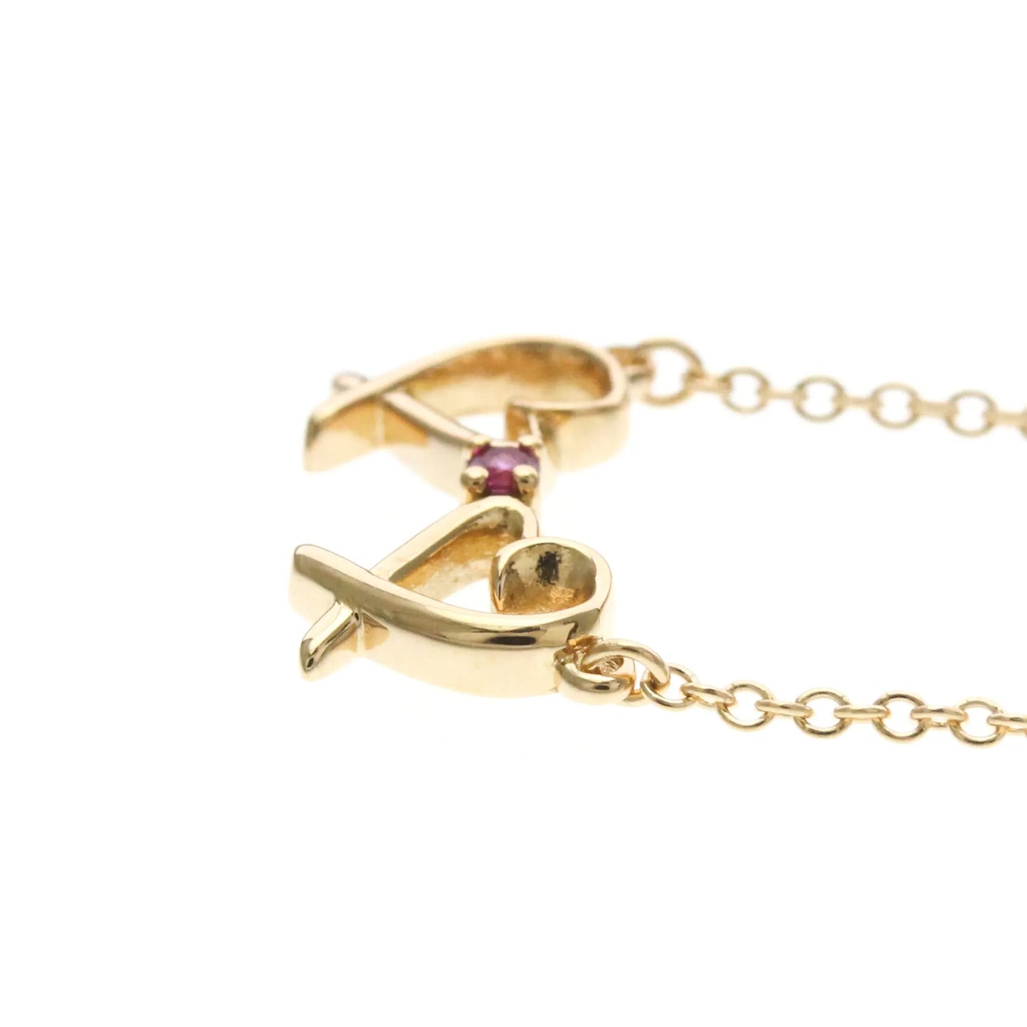 Tiffany & Co. Double Loving Heart Pendant 18K Rose Gold with Pink Sapphire, Gold, Pink Gold, Necklace
