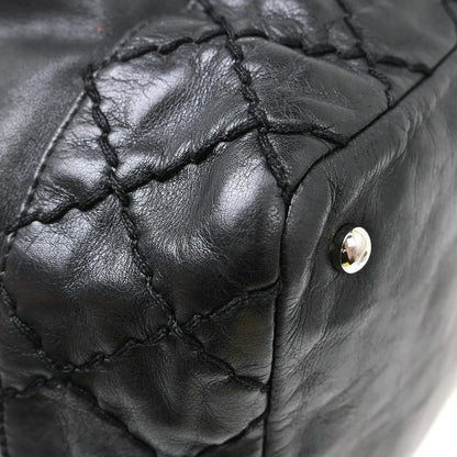 Chanel Vintage CC Drawstring Bucket Lambskin, Black, Leather, Shoulder Bag