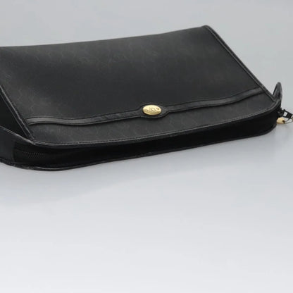 Christian Dior Vintage Honeycomb Zip Coated Canvas, Black, Canvas, Clutch