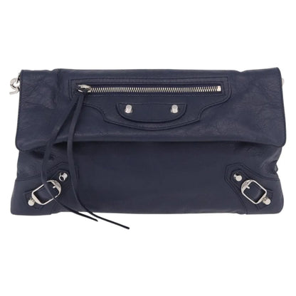 Balenciaga Classic Studs Envelope Strap Clutch Leather, Navy, Leather, Clutch