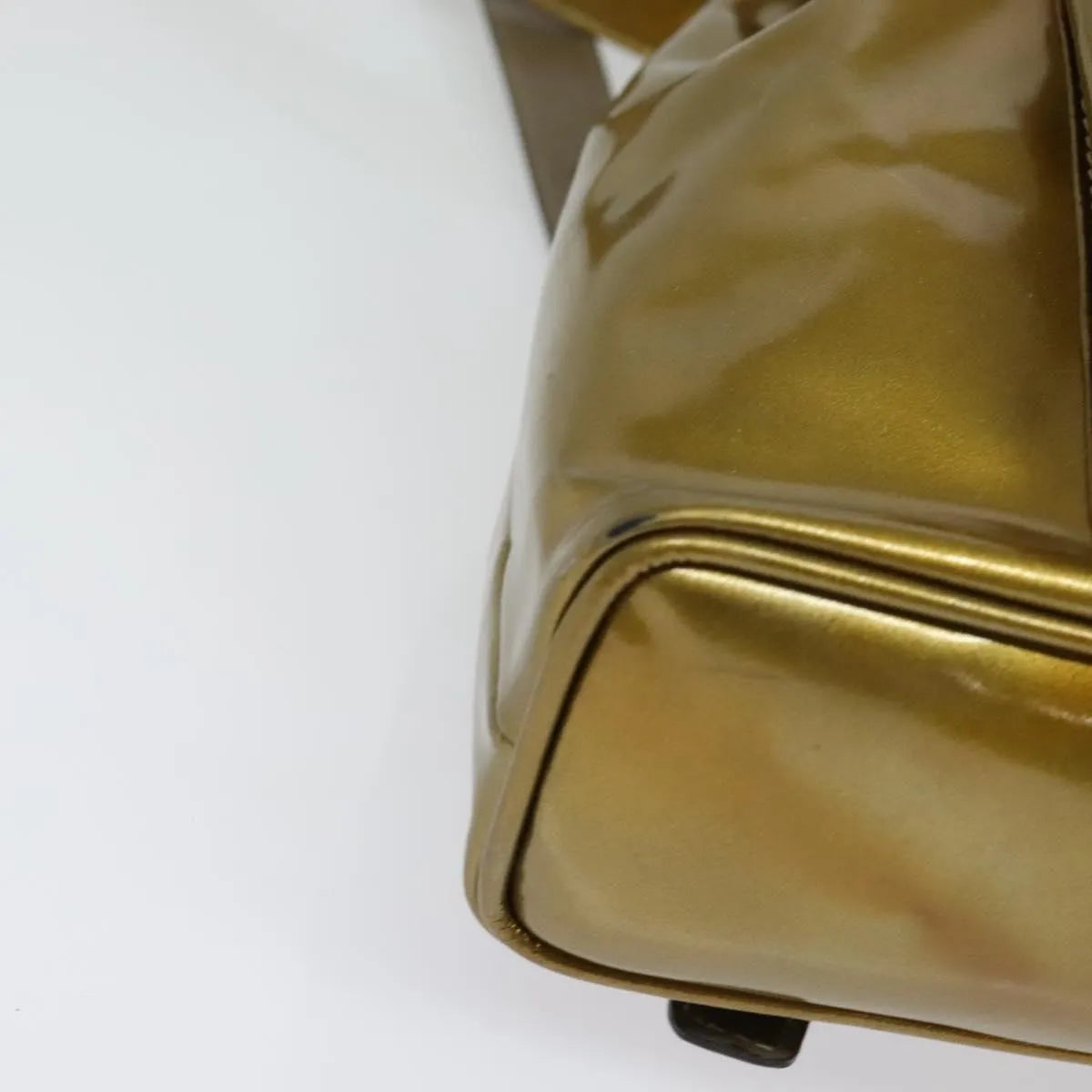 Gucci Vintage Bamboo Patent, Gold, Patent Leather, Backpack