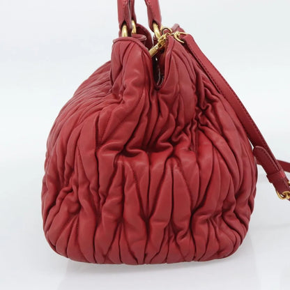 Miu Miu Matelassé Nappa Leather Top Handle Bag Leather, Red, Leather, Shoulder Bag