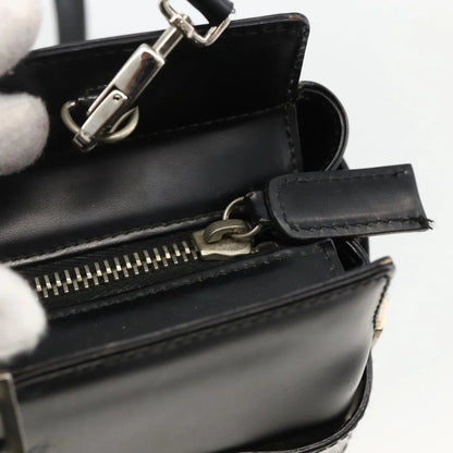 Salvatore Ferragamo Double Gancini Side Buckle Tote Leather, Black, Leather, Handbag