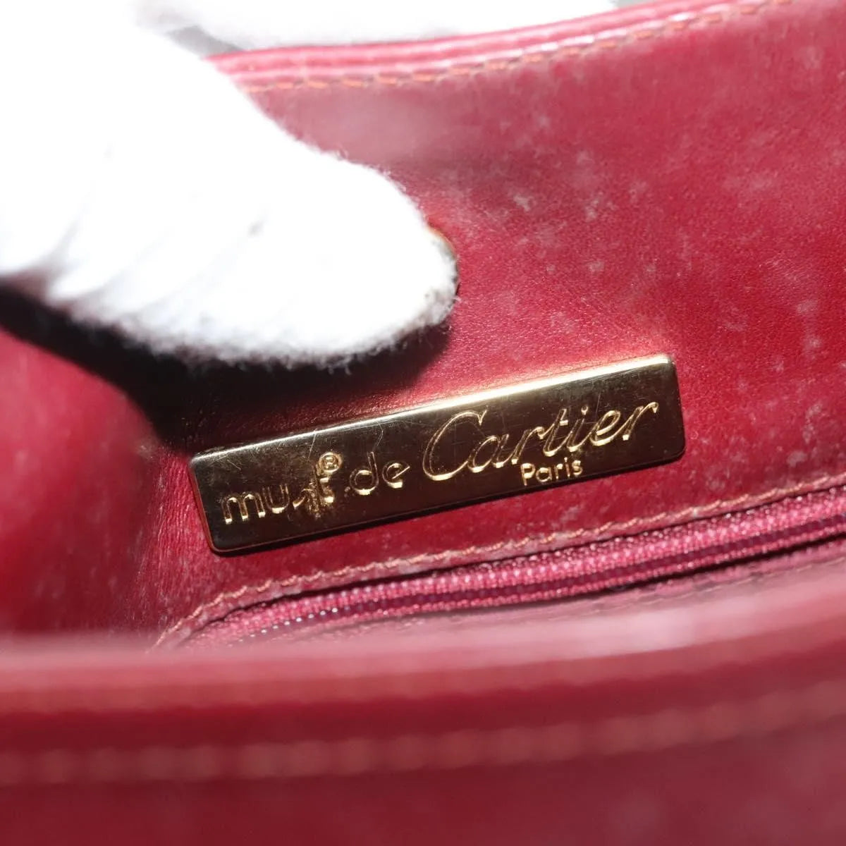 cartier Vintage must de Cartier Leather, Burgundy, Leather, Shoulder Bag