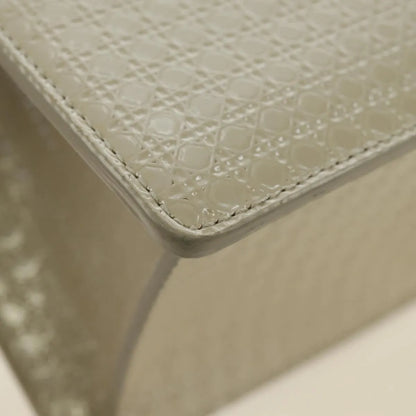 Christian Dior 30 Montaigne Chain Flap Micro Cannage Metallic Calfskin, Beige, Patent Leather, Shoulder Bag