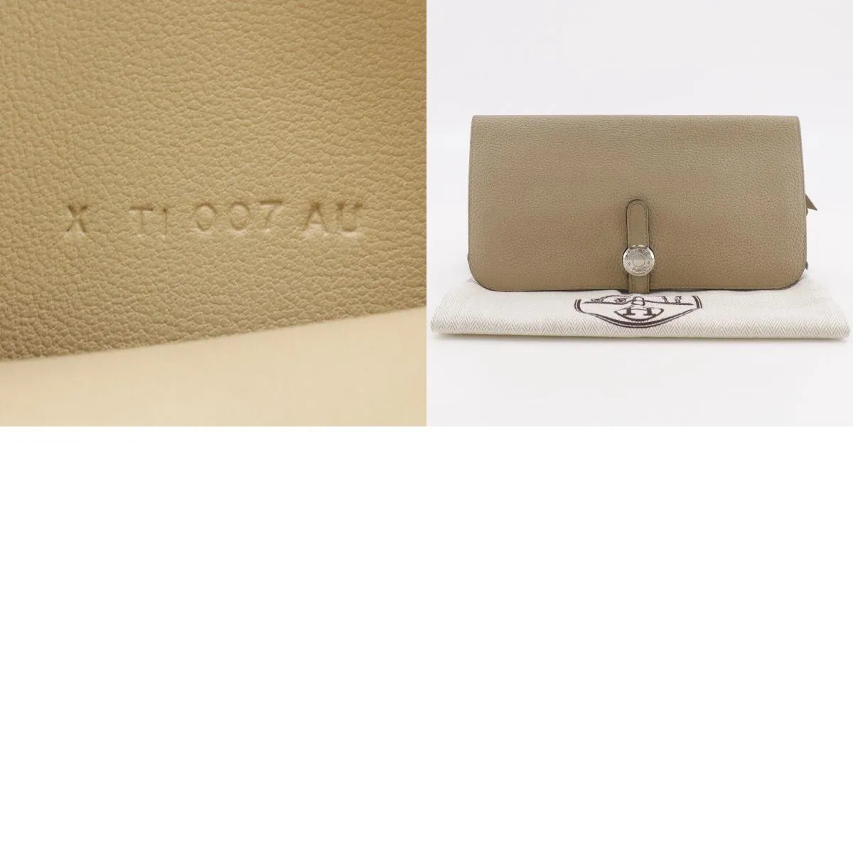 Hermes Dogon Recto Verso Leather, Beige, Leather, Wallet