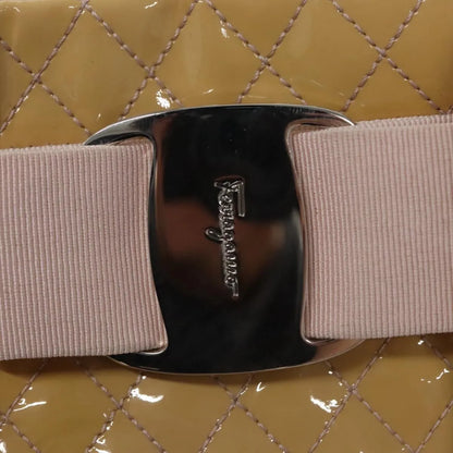 Salvatore Ferragamo Vala Patent leather, Beige, Patent Leather, Handbag
