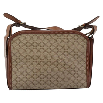Celine Vintage Macadam Canvas and Leather, Beige, Canvas, Shoulder Bag
