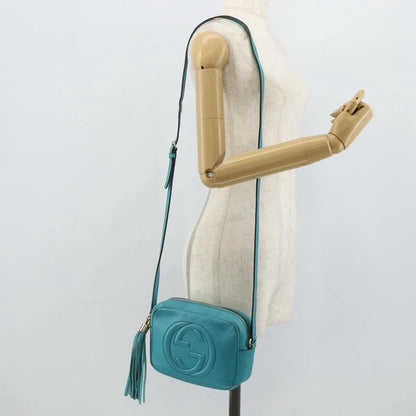 Gucci Soho Disco Leather, Blue, Leather, Shoulder Bag