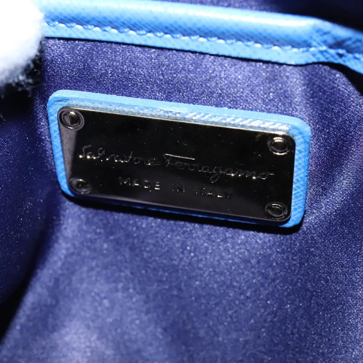 Salvatore Ferragamo Vala Leather, Blue, Leather, Shoulder Bag