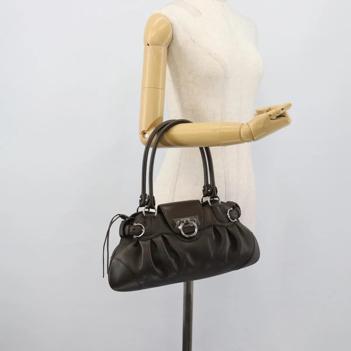 Salvatore Ferragamo Marisa Leather, Khaki, Leather, Handbag