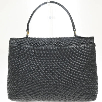 Bally Vintage Quilted Leather, Black, Leather, Handbag