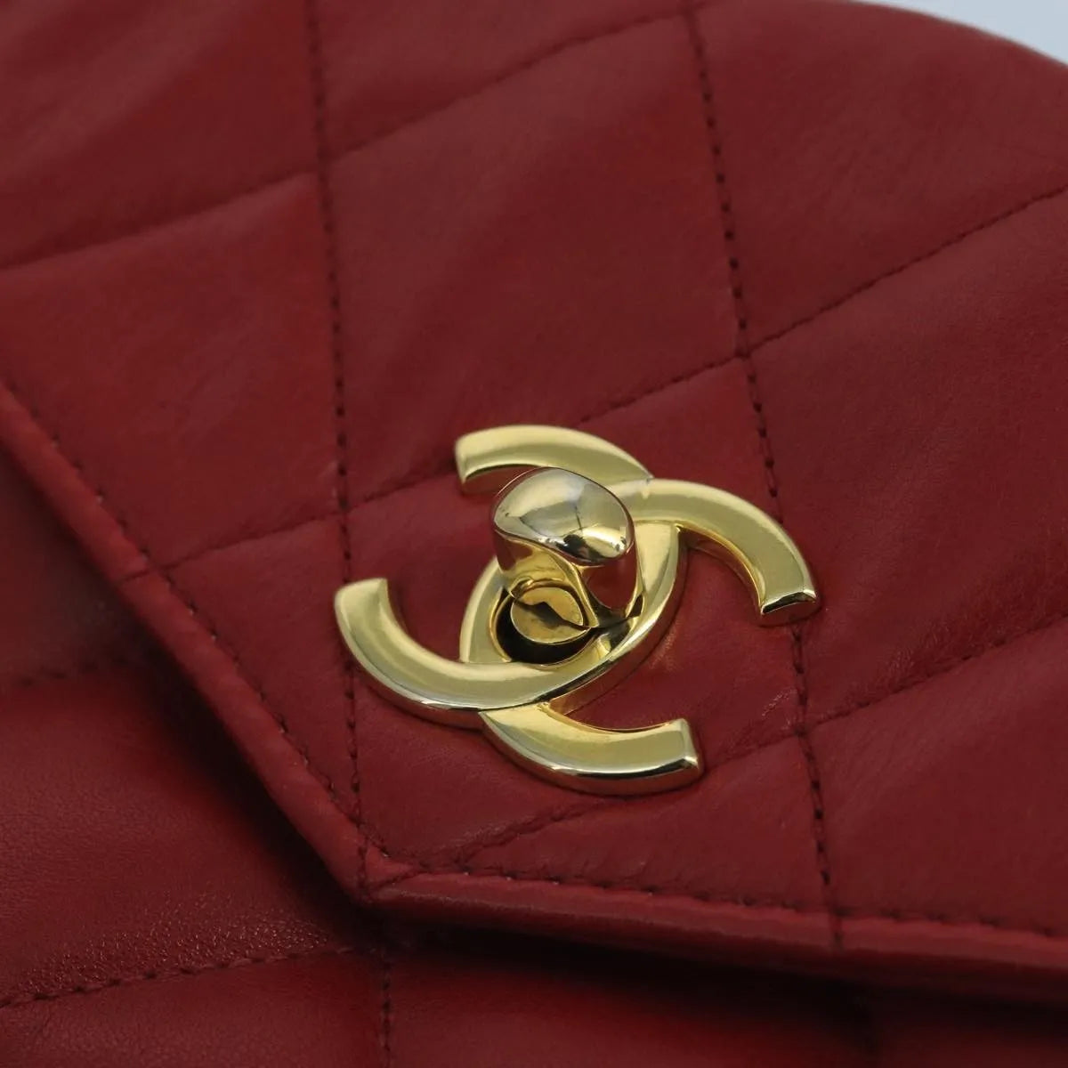 Chanel Vintage CC Flap Waist Quilted Leather, Red, Leather, Clutch