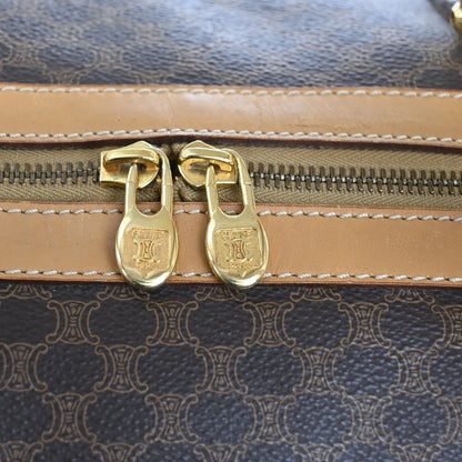Celine Vintage Duffle Macadam Coated Canvas, Brown, PVC, Travel Bag