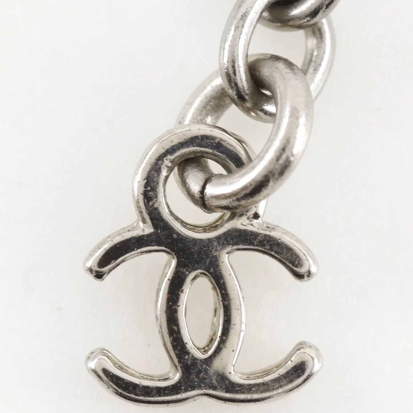 Chanel CC Ball Drop Pendant Metal, Silver, Metal, Necklace