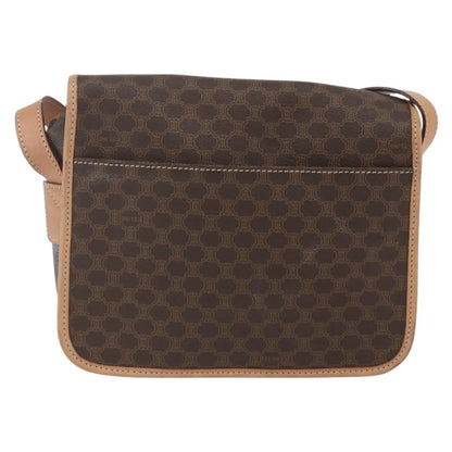 Celine Vintage Macadam Circle Logo Canvas and Leather, Brown, Canvas, Shoulder Bag