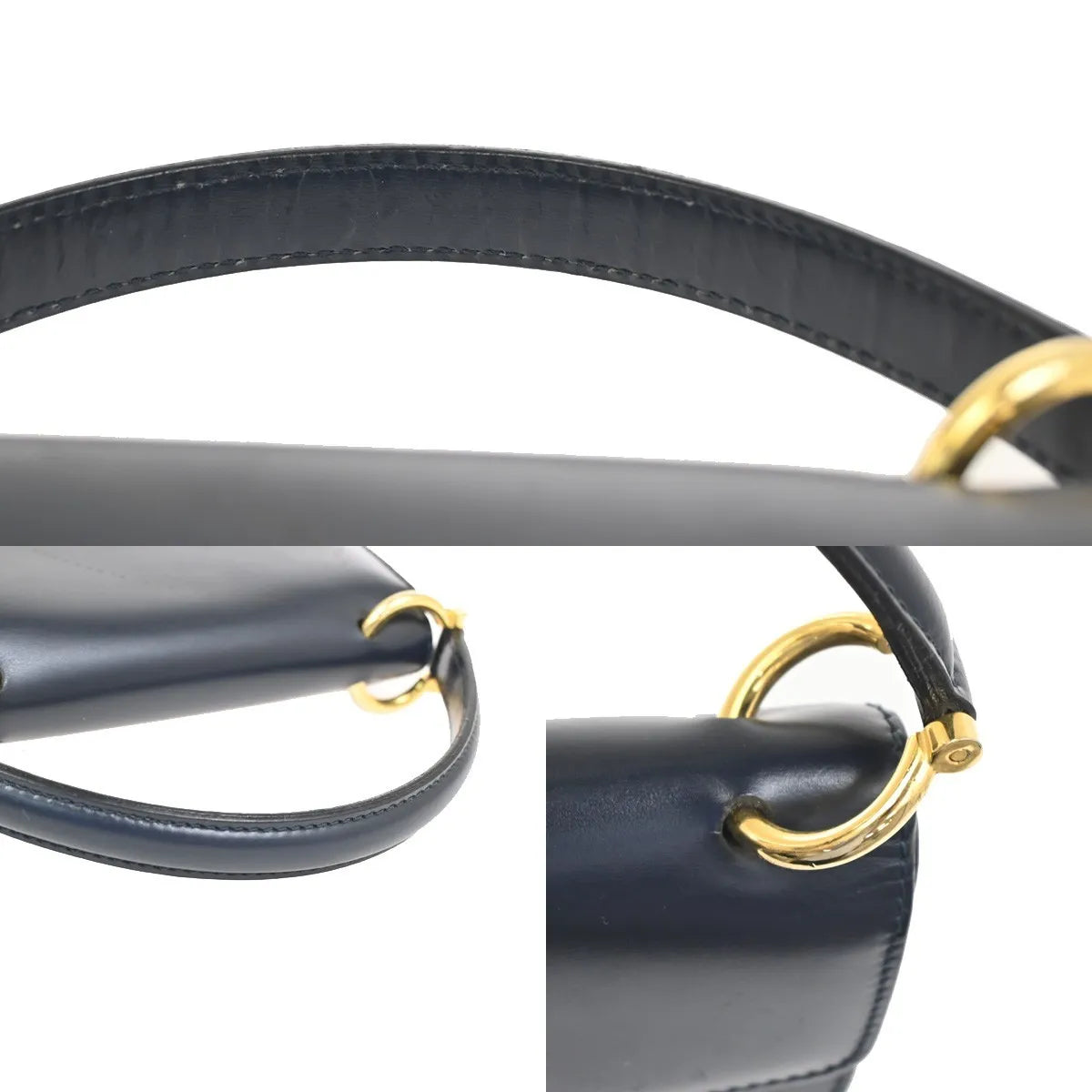 Celine Gancini Leather, Navy, Leather, Handbag