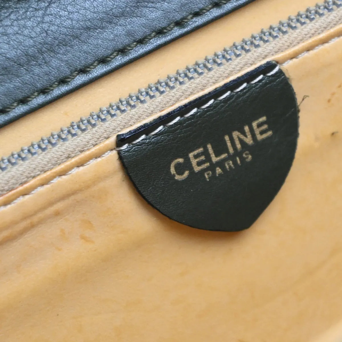 Celine Vintage Leather, Green, Leather, Shoulder Bag