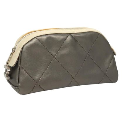 Chanel Vintage Clutch Leather, Gray, Leather, Clutch
