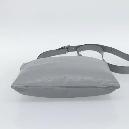 Gucci Zip Top Messenger Guccissima Leather, Gray, Canvas, Shoulder Bag