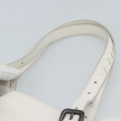 Bottega Veneta Belted Tote Intrecciato Nappa, White, Leather, Tote Bag